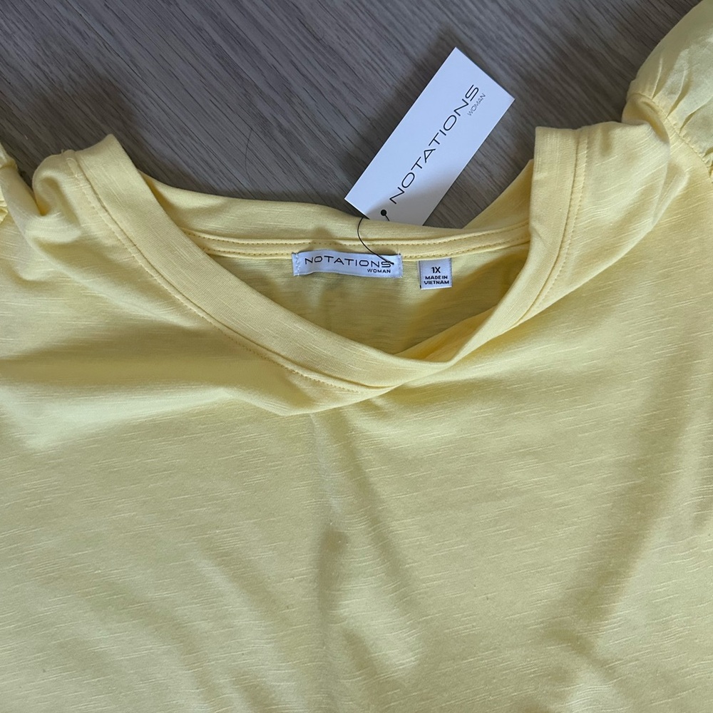 Plus Size Yellow Ruffle Sleeve Top - Picture 3 of 4